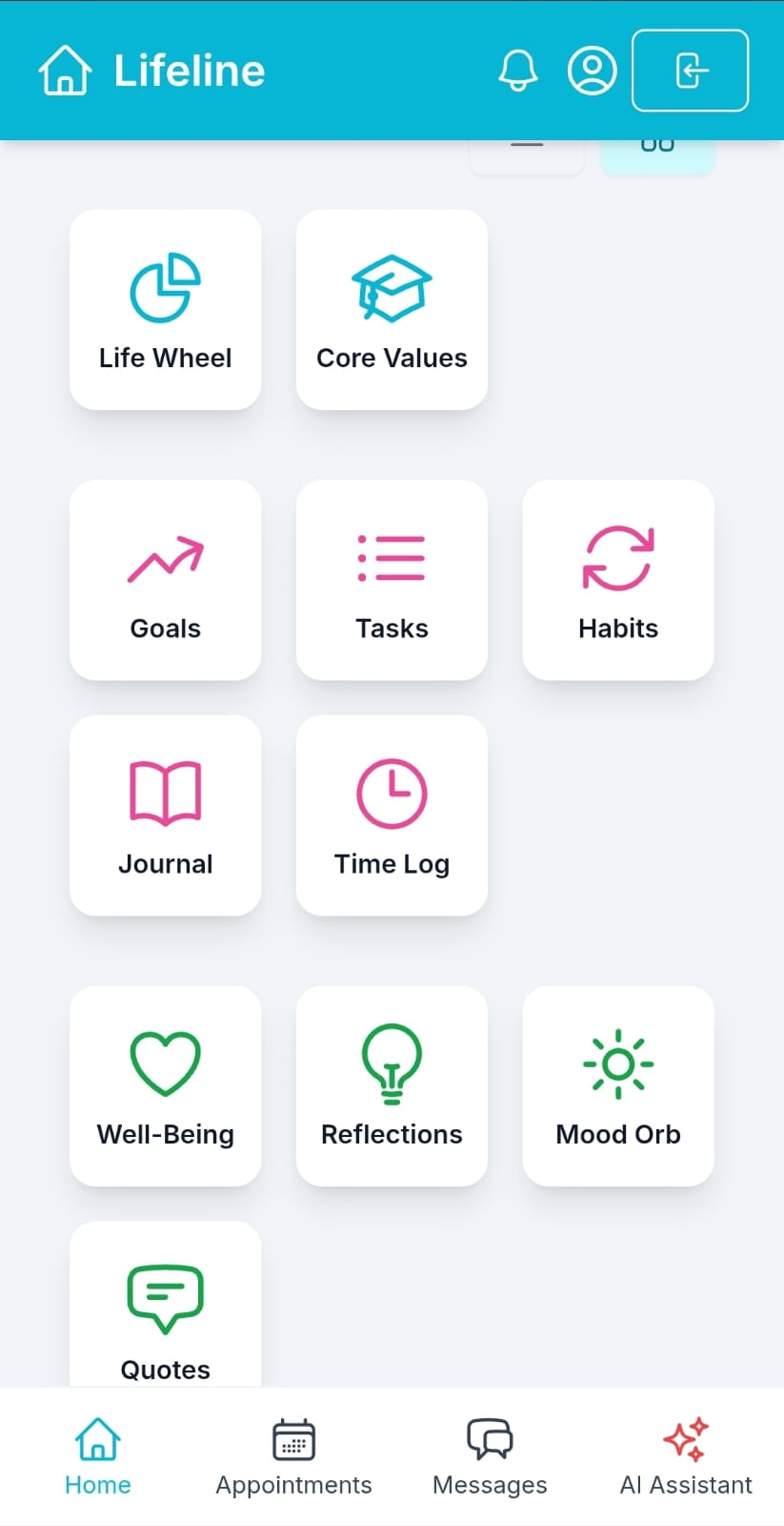 Lifeline mobile application screenshot 1